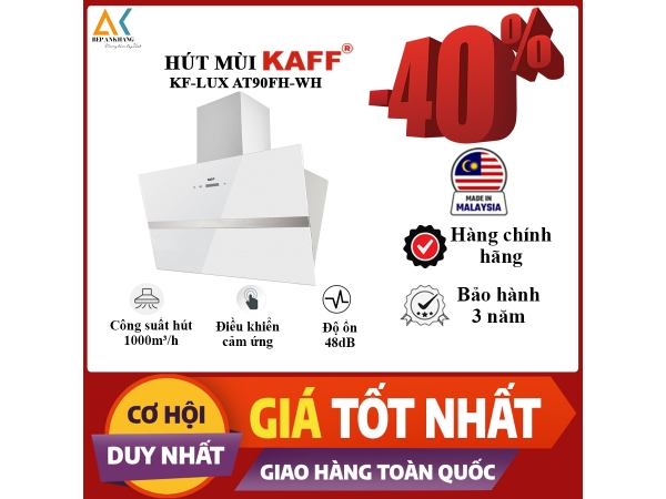 Máy Hút Mùi Áp Tường Kính Vát Phẳng KAFF KF-LUX AT90FH - WH - Made In Germany